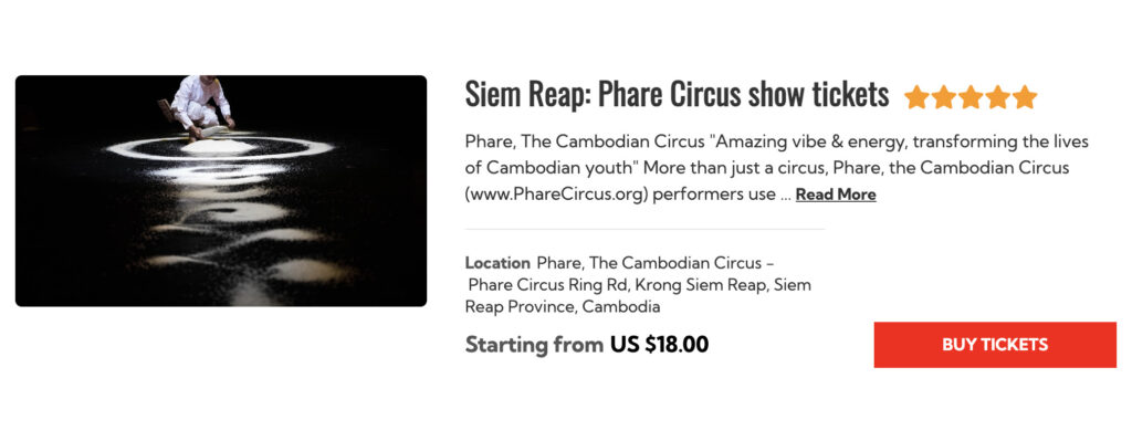 Phare Circusのチケット購入画面