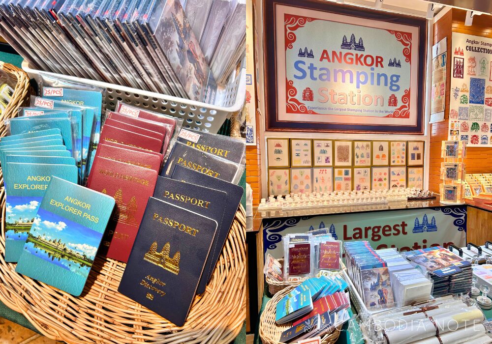 カンボジア旅行の思い出にぴったりなパスポート風のスタンプ帳。遺跡などをモチーフにしたスタンプが押し放題！