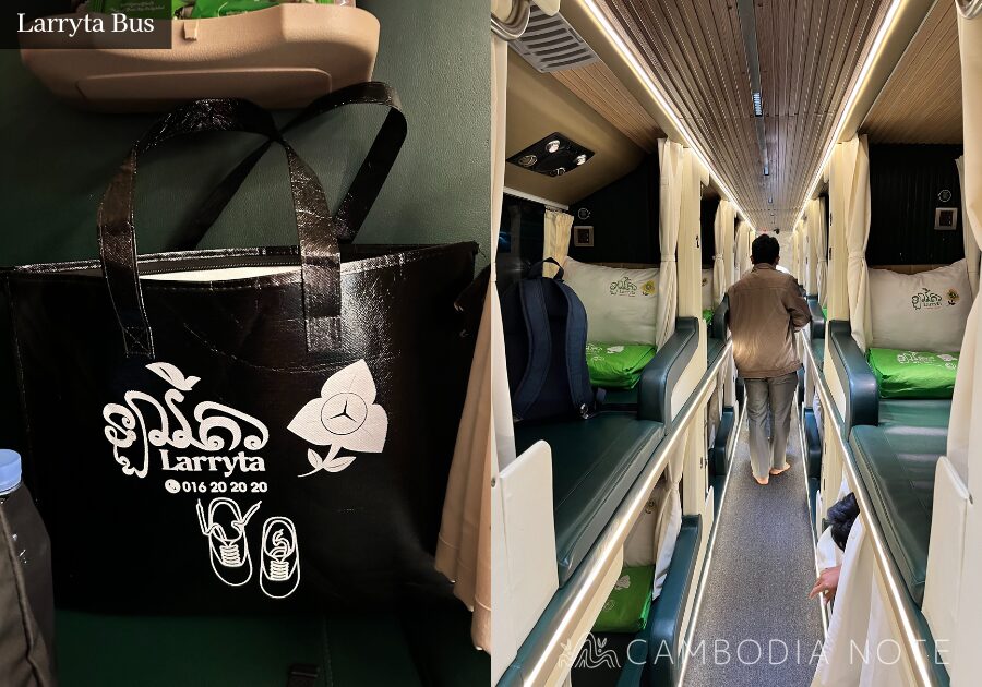 Larryta社の寝台バス車内の様子。個室タイプのリクライニングシートと清潔な内装が特徴。