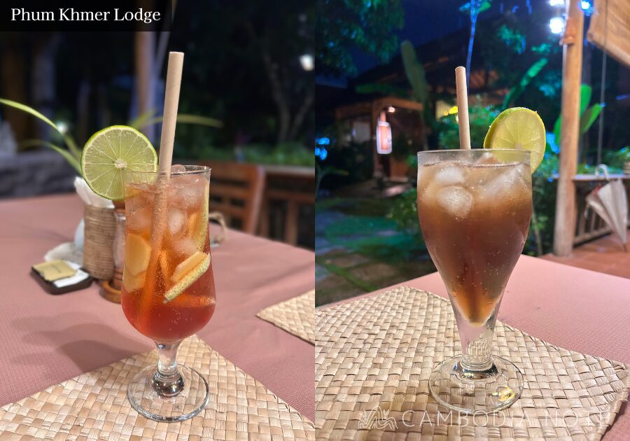 Phum Khmer Lodgeのレストランでのディナー。