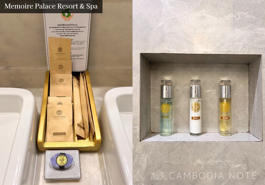 Memoire Palace Resort & Spaのバスルーム。2つ並んだ洗面台と大きなバスタブを備えた広々とした造り