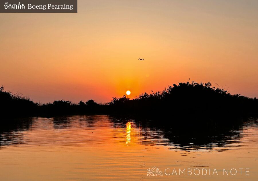 Boeng Pearaingの水面を赤く染める夕日 シェムリアップで見られる幻想的な絶景
