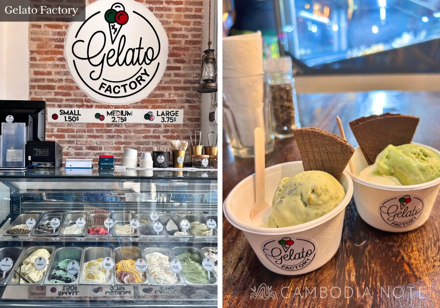 Gelato Factoryの外観とジェラート