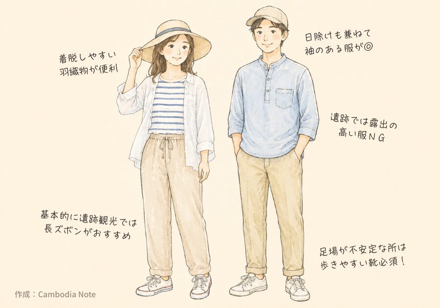 カンボジア旅行・遺跡観光でおすすめの服装