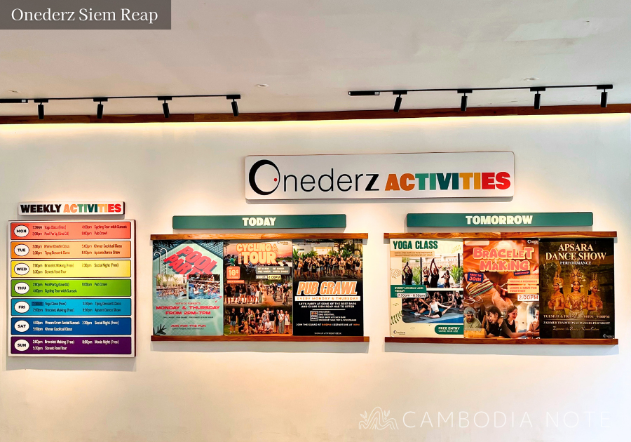 ヨガやサイクリングなどを案内するOnederz Siem Reapのアクティビティ掲示板